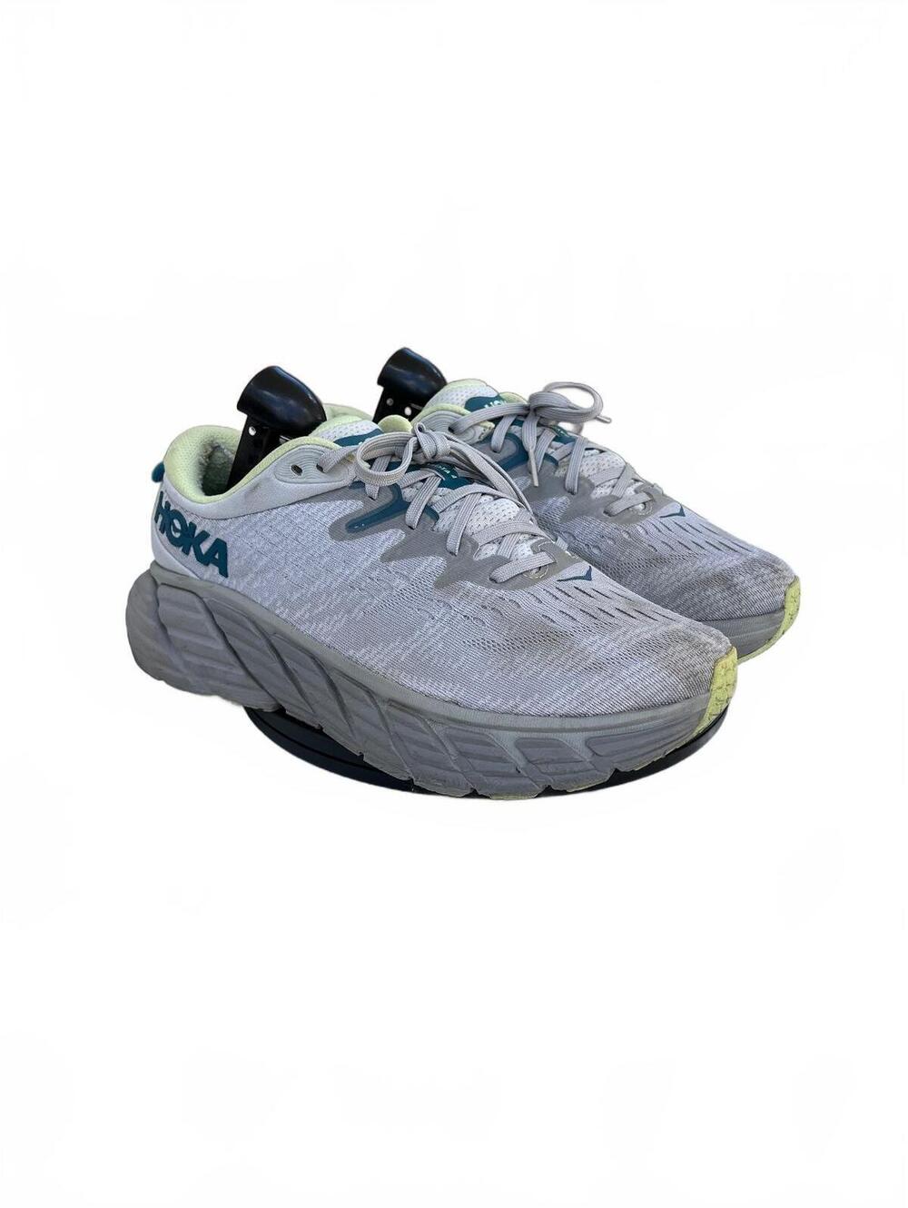 HOKA Men's Gray and Green Running Sneakers, Size 8, Lightweight and Cushioned - Picture 3 of 6
